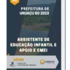 Apostila Assistente de Educação Infantil e Apoio e CMEI Prefeitura de Uruaçu GO 2023