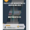 Apostila Motorista III Prefeitura de Arapuá MG 2023