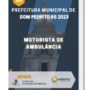 Apostila Motorista de Ambulância Prefeitura de Dom Pedrito RS 2023