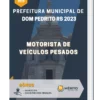Apostila Motorista de Veículos Pesados Prefeitura de Dom Pedrito RS 2023