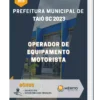 Apostila Operador de Equipamento Motorista Prefeitura de Taió SC 2023