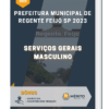 Apostila Serviços Gerais Masculino Prefeitura de Regente Feijó SP 2023