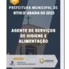 Apostila Agente De Serviços De Higiene E Alimentação Prefeitura de Sítio D' Abadia GO 2023