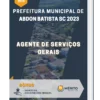Apostila Agente de Serviços Gerais Prefeitura de Abdon Batista SC 2023