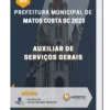Apostila Auxiliar de Serviços Gerais Prefeitura de Matos Costa SC 2023