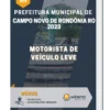 Apostila Motorista De Veículo Leve Prefeitura de Campo Novo de Rondônia RO 2023