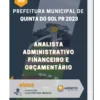 Apostila Analista Administrativo Financeiro e Orçamentário Prefeitura de Quinta do Sol PR 2023