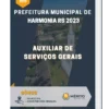 Apostila Auxiliar de Serviços Gerais Prefeitura de Harmonia RS 2023