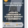 Apostila Lavador e Lubrificador de Veículos Máquinas e Equipamentos Prefeitura de Pontes Gestal SP 2023