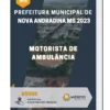 Apostila Motorista De Ambulância Prefeitura de Nova Andradina MS 2023