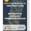 Apostila Motorista De Veículo De Transporte Escolar Prefeitura de Abreulândia TO 2023