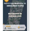 Apostila Motorista De Veículo Leve Prefeitura de Abreulândia TO 2023
