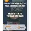 Apostila Motorista De Veículos Pesado Prefeitura de Nova Andradina MS 2023