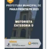 Apostila Motorista Categoria D Prefeitura de Paulo Frontin PR 2023