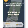 Apostila Motorista de Ambulância Prefeitura de Mairipotaba GO 2023