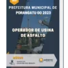Apostila Operador De Usina De Asfalto Prefeitura de Porangatu GO 2023