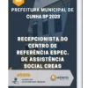 Apostila Recepcionista Do Centro De Referência Espec. De Assistência Social Creas Prefeitura de Cunha SP 2023