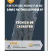 Apostila Técnico De Cadastro Prefeitura de Santo Antônio de Posse SP