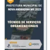 Apostila Técnico De Serviços Organizacionais Prefeitura de Nova Andradina MS 2023