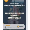 Apostila Agente de Serviços Gerais e Manutenção Concurso Câmara de Lorena SP 2023