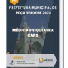 Apostila Médico Psiquiatra Caps Prefeitura de Poço Verde SE 2023