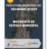 Apostila Motorista De Veículo Municipal Prefeitura de São Manuel SP 2023