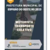 Apostila Motorista Transporte Coletivo Prefeitura de Espigão do Oeste RO 2023