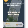 Apostila Motorista de Ambulância Prefeitura de Grupiara MG 2023