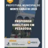 Apostila Professor Habilitado Em Pedagogia Prefeitura de Monte Carlo SC 2023