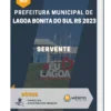 Apostila Servente Prefeitura de Lagoa Bonita do Sul RS 2023