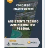 Apostila Assistente Técnico Administrativo I Pessoal Concurso Emater RS 2023