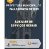 Apostila Auxiliar de Serviços Gerais Prefeitura de Paulo Frontin PR 2023