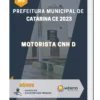Apostila Motorista CNH D Prefeitura de Catarina CE 2023
