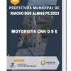 Apostila Motorista CNH D e E Prefeitura de Riacho das Almas PE 2023
