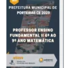 Apostila Professor Ensino Fundamental II 6º Ao 9º Ano Matemática Prefeitura de Porteiras CE 2023