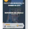 Apostila Servente de Escola Prefeitura de Sinimbu RS 2023