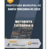 Apostila Motorista Categoria D Prefeitura de Santa Terezinha SC 2023