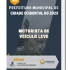 Apostila Motorista de Veículo Leve Prefeitura de Cidade Ocidental GO 2023