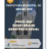 Apostila Psicólogo Secretária De Assistência Social Prefeitura de Iapu MG 2023