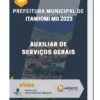Apostila Auxiliar De Serviços Gerais Prefeitura de Itanhomi MG 2023