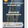 Apostila Auxiliar de Serviços Gerais Prefeitura de Araújos MG 2023