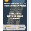 Apostila Auxiliar de Serviços Gerais Feminino Prefeitura de Rio Branco do Ivaí PR 2023