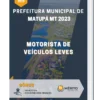 Apostila Motorista De Veículos Leves Prefeitura de Matupá MT 2023