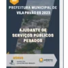 Apostila Ajudante de Serviços Públicos Pesados Prefeitura de Vila Pavão ES 2023