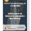 Apostila Assistente De Serviços Urbanos I Motorista Prefeitura de Luz MG 2023