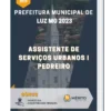 Apostila Assistente De Serviços Urbanos I Pedreiro Prefeitura de Luz MG 2023
