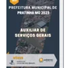 Apostila Auxiliar De Serviços Gerais Prefeitura de Pratinha MG 2023