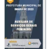 Apostila Auxiliar De Serviços Gerais Feminino Prefeitura de Imaruí SC 2023