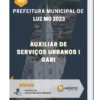 Apostila Auxiliar De Serviços Urbanos I Gari Prefeitura de Luz MG 2023