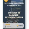Apostila Operador De Máquinas I Retroescavadeira Prefeitura de Itaperuçu PR 2023